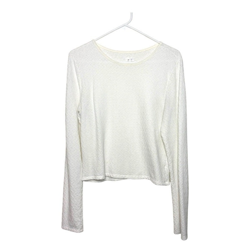 Aerie Scoopneck Long Sleeve Blouse Textured Design Boho Cream Women XL